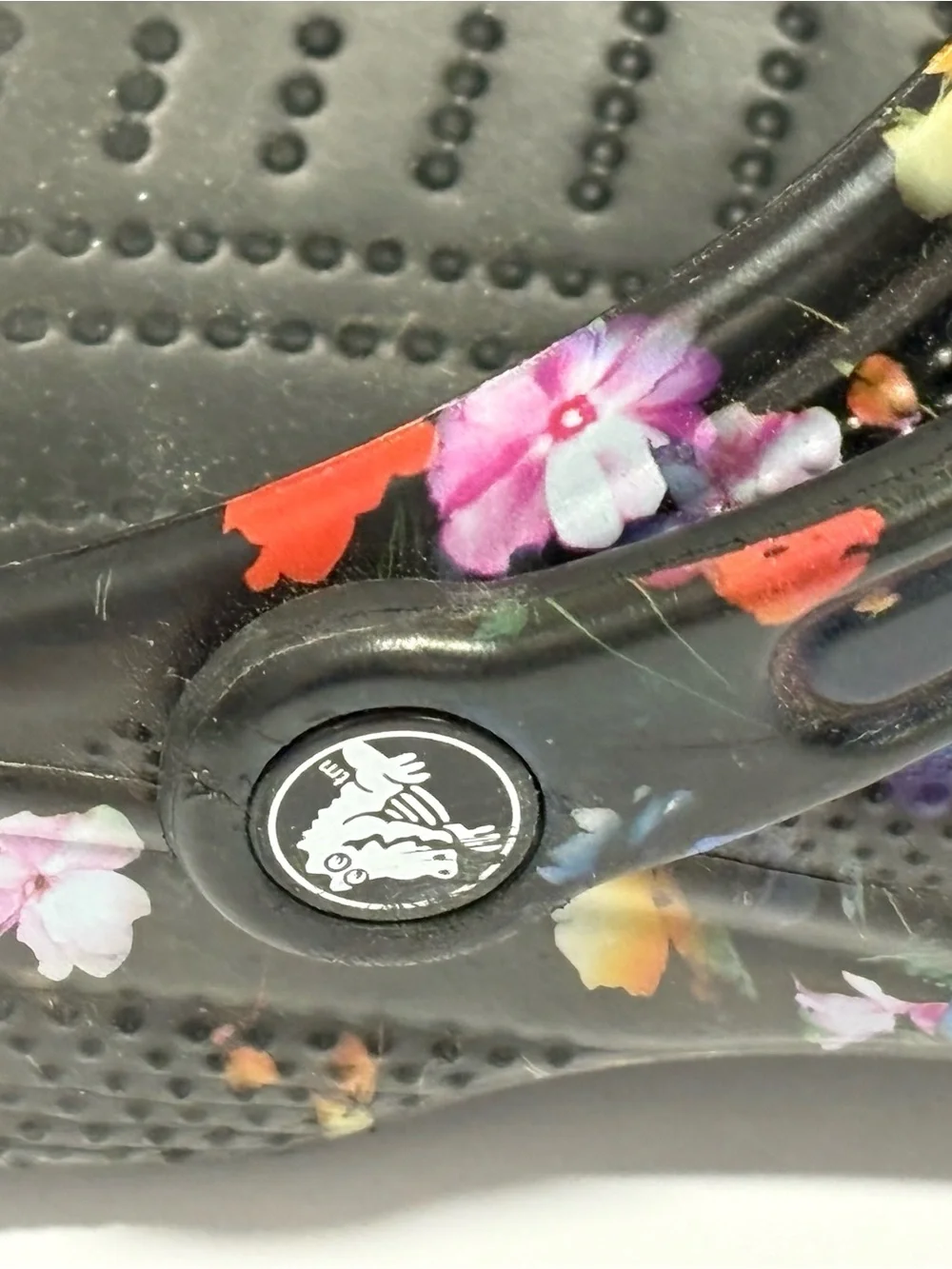 CROCS Classic Clog in Black with Vibrant Floral Print